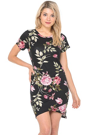 FLORAL SHORT SLEEVE TULIP BOTT ...